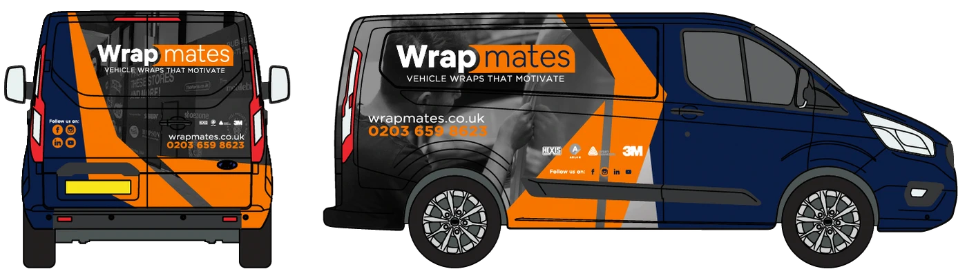 Full van wrap design by WrapMates, featuring bold branding and graphics for maximum visibility.