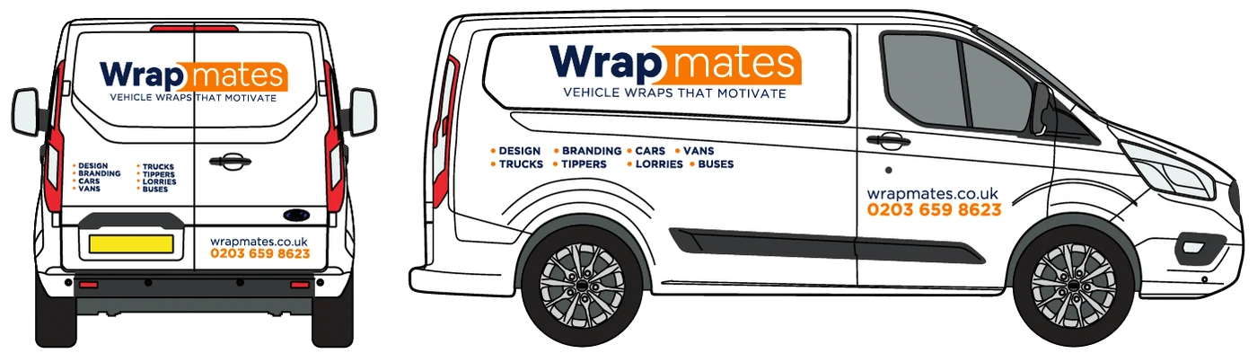 WrapMates van design with custom decals for vehicle branding in London.