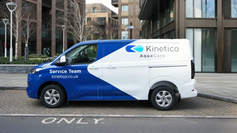 Side profile of Kinetico AquaCare van wrap by a wrap company near me in London