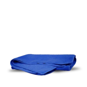 Blue microfiber cloth used for cleaning and prepping surfaces during van wrap and vinyl decal installation.