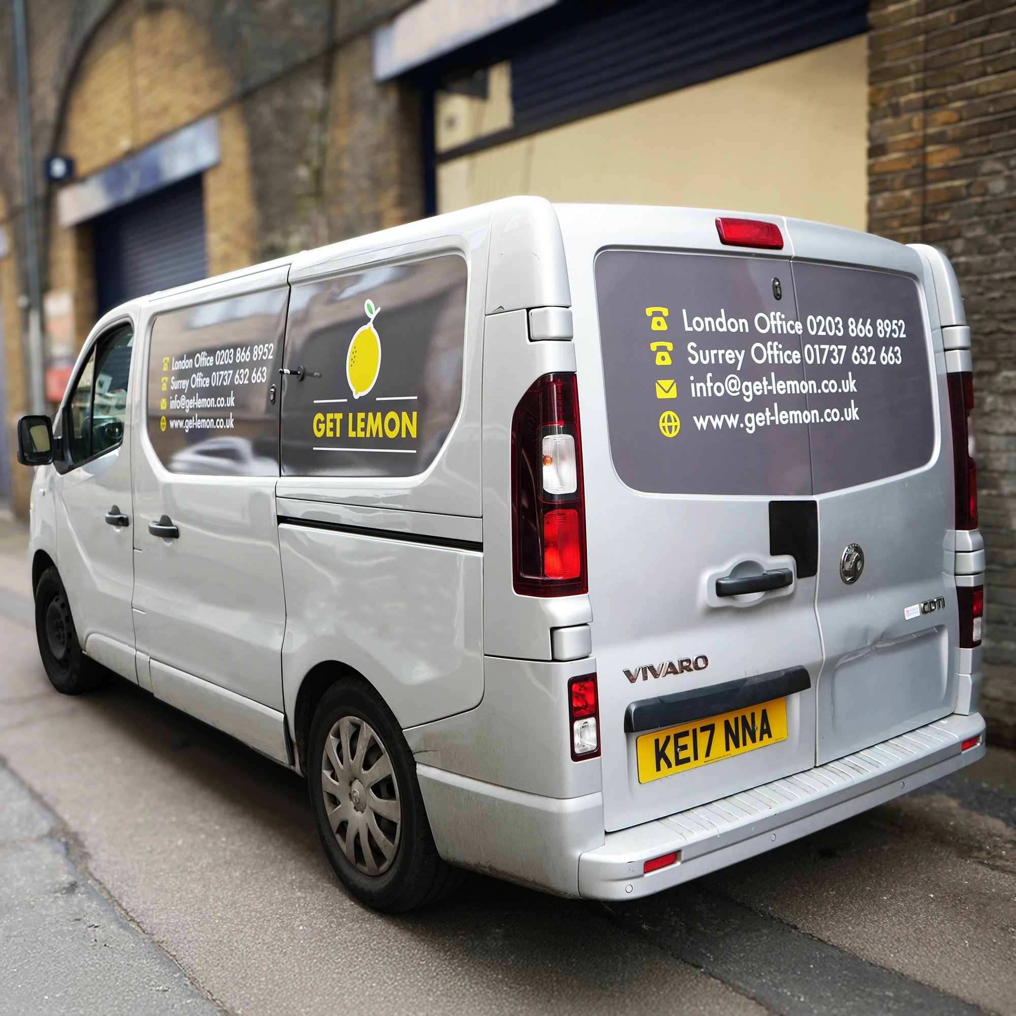 Custom van wrap for Get Lemon featuring commercial vehicle branding and van signwriting in London.