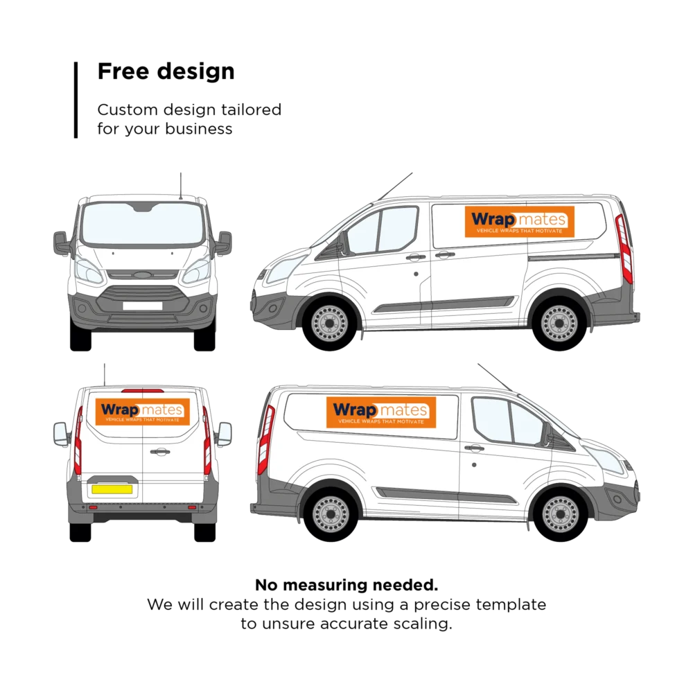diy kit panels shop image Wrapmates van wrap design template showing full vehicle views with branded vinyl graphics and custom business decals for accurate scaling and fitting.