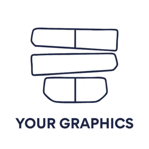 Wrapmates "Your Graphics" placeholder icon showing custom van wrap layout zones for personalised vinyl graphic placement and vehicle branding.